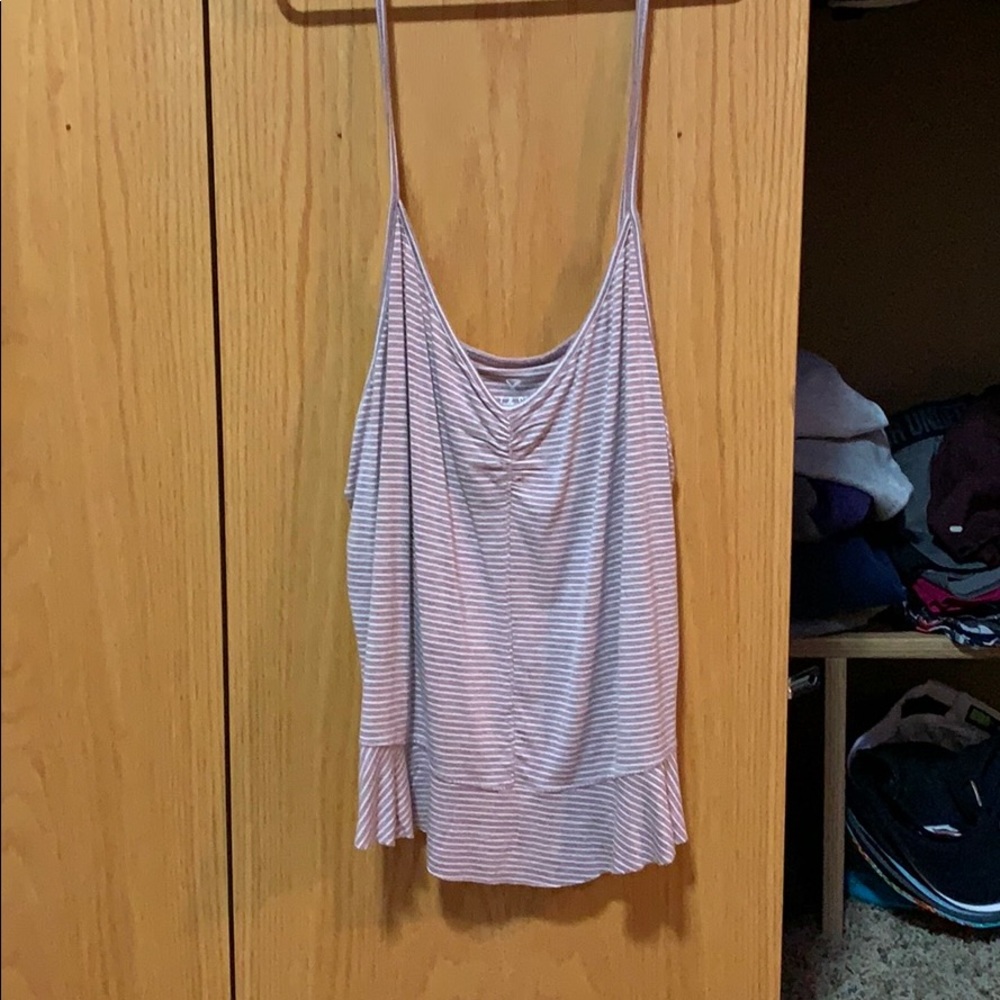 pink and white striped tank top